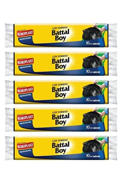 Koroplast Profesyonel Battal Boy Çöp Torbası (5 Rulo x 10 Adet = 50 Adet)